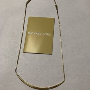 Dainty Michael Kors gold necklace with rhinestone